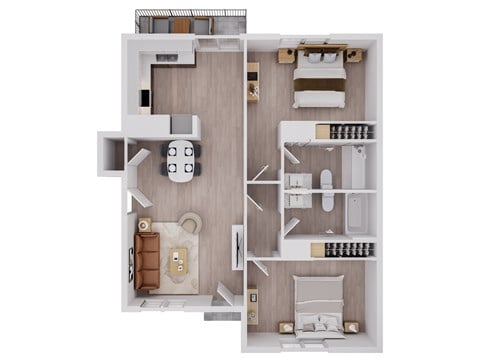 Floor plan for 2 beds, 2 baths, 1600 sqft